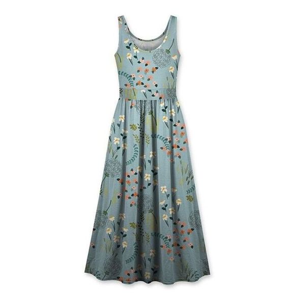 UDEAR Blue & Orange Floral A Line Maxi Dress Size L - Picture 1 of 4